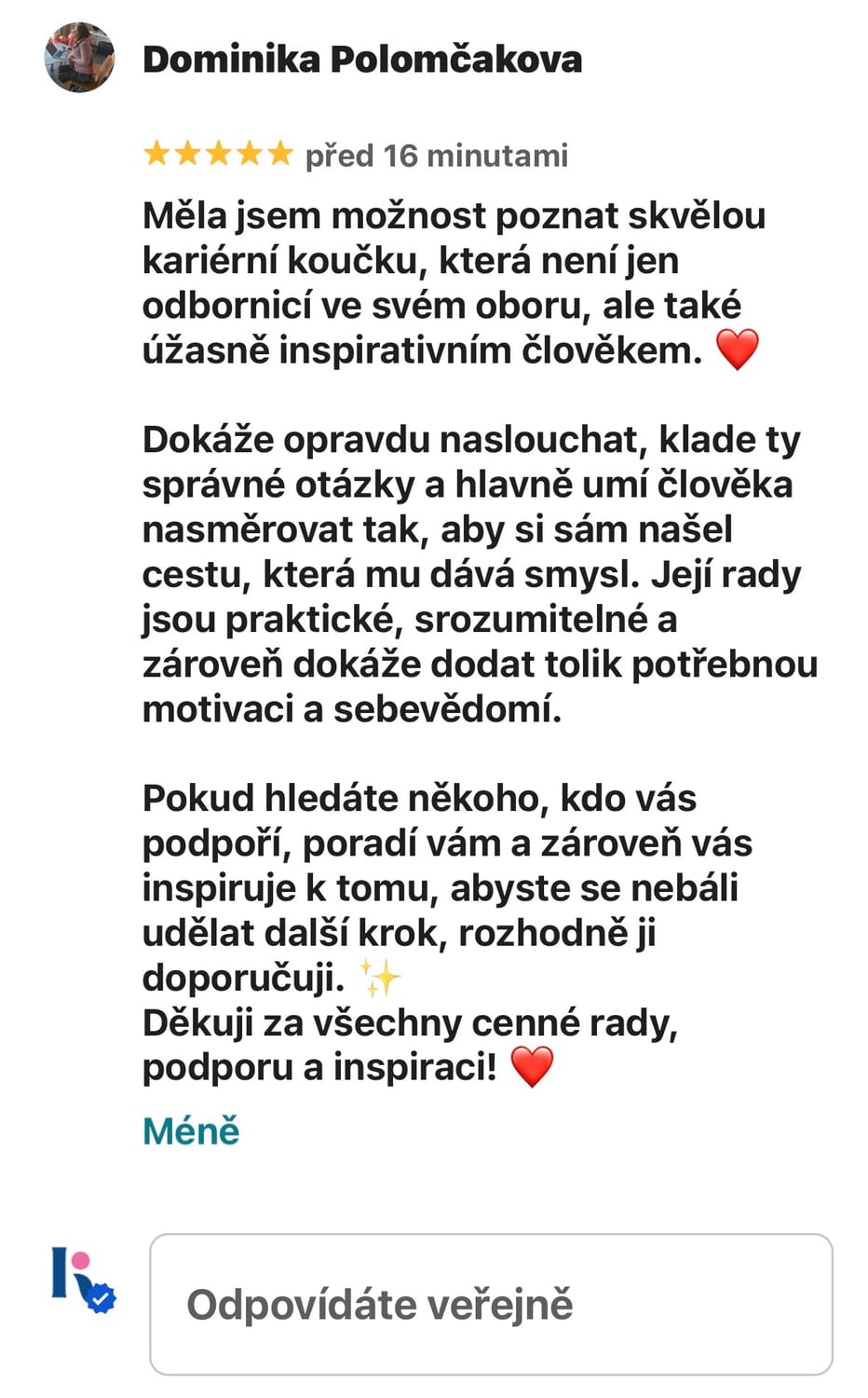 práce na sobě, koučink Lucie Kirchner