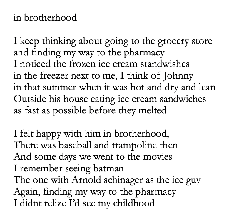 The finished poem written during the workshop, titled 'in brotherhood'.