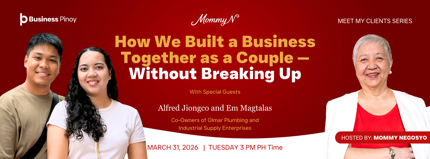 Alfred Jiongco and Em Magtalas with Mommy Negosyo