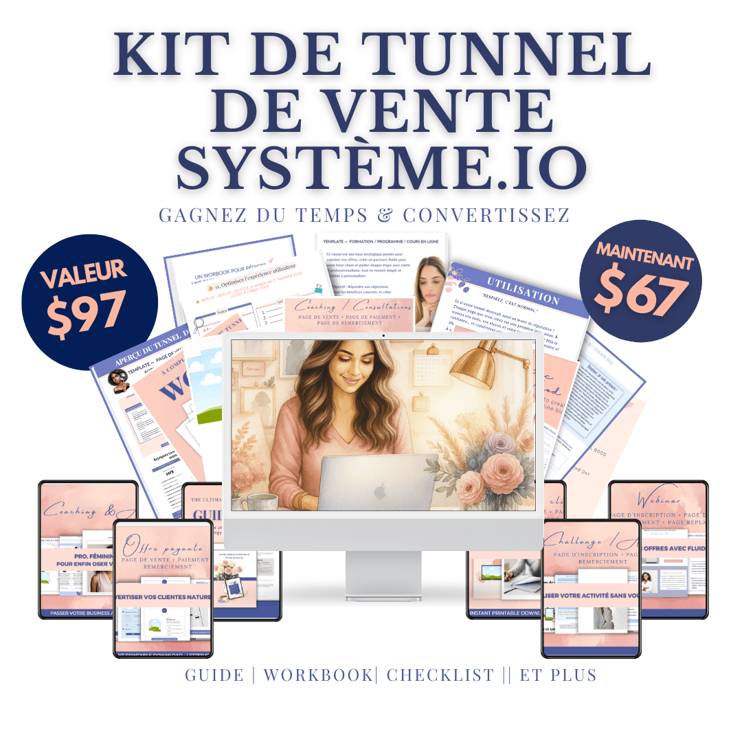 kit de tunnel de ventes formation en ligne, programme, cour en ligne et aimant à client 