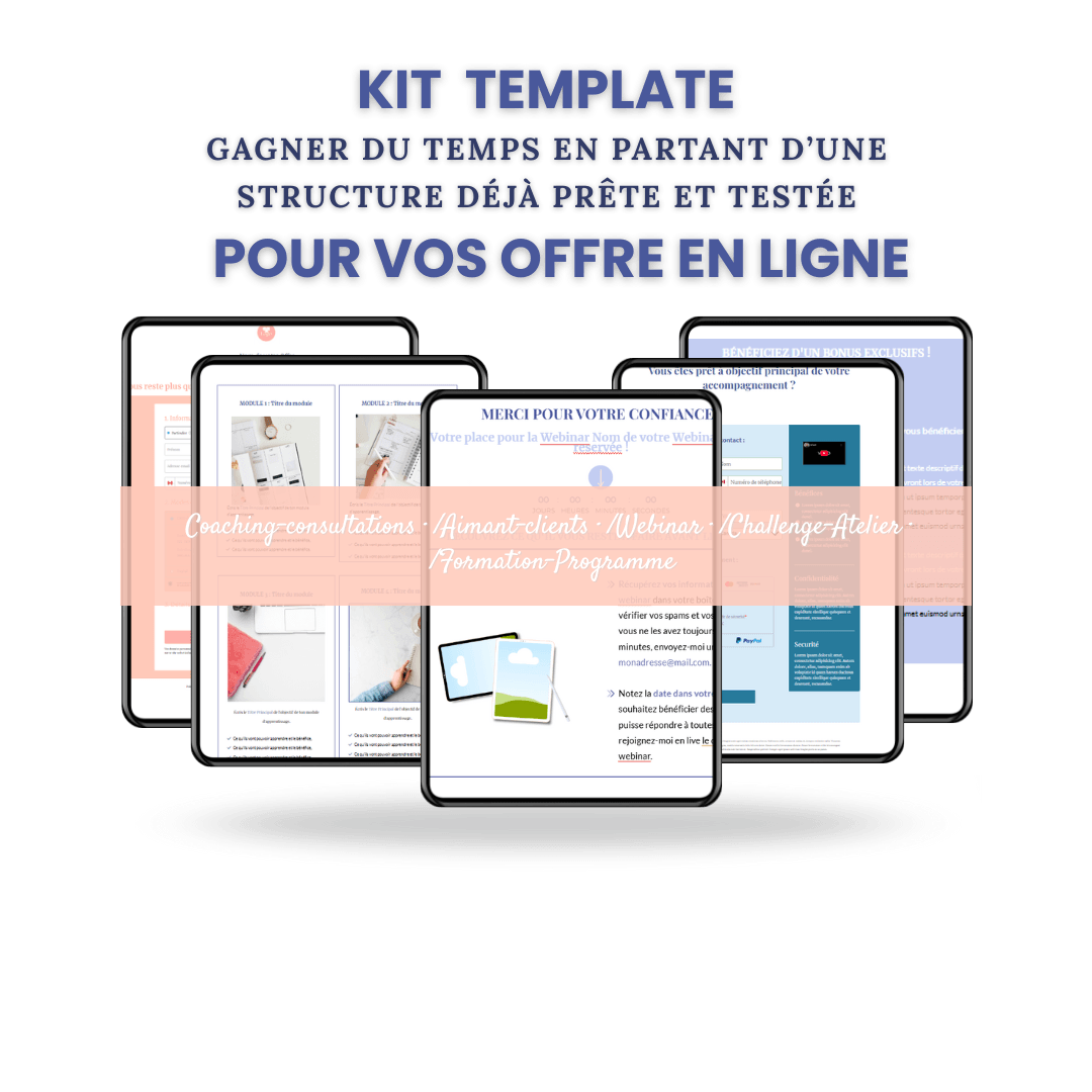 kit de tunnel de ventes formation en ligne, programme, cour en ligne et aimant à client 