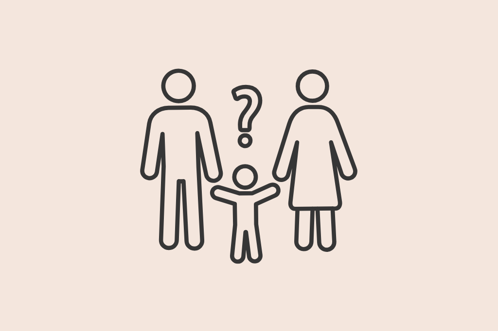 Parent et enfant avec question sur le corps et la sexualité, illustration explicative