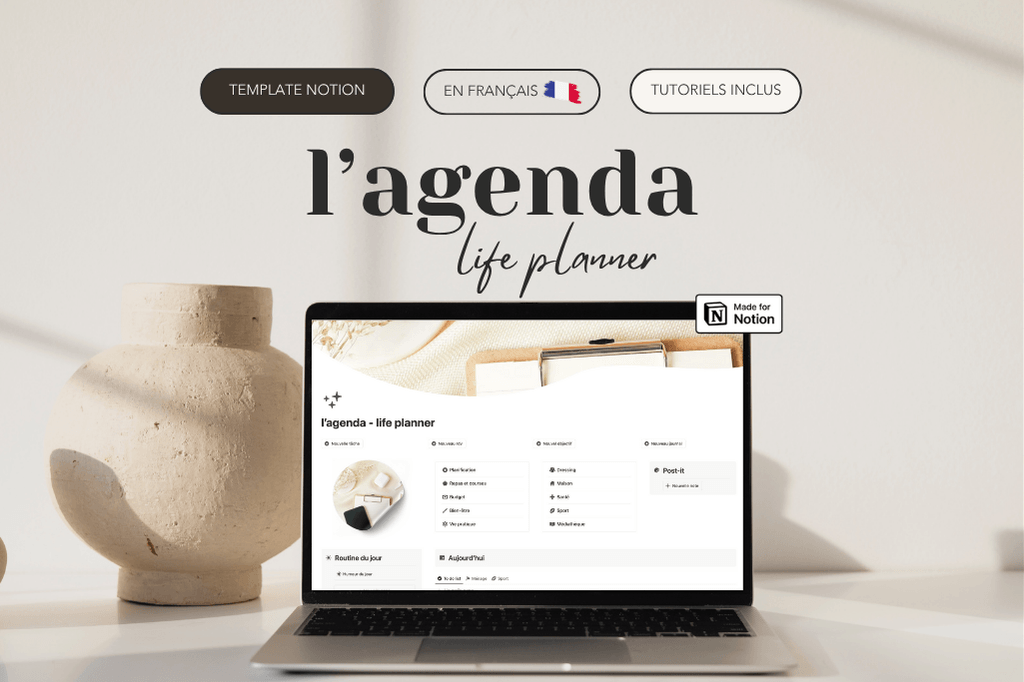 L'agenda - Life planner, template Notion français