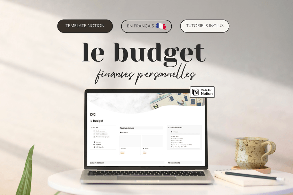 Le budget - finances personnelles et budget mensuel, template Notion français