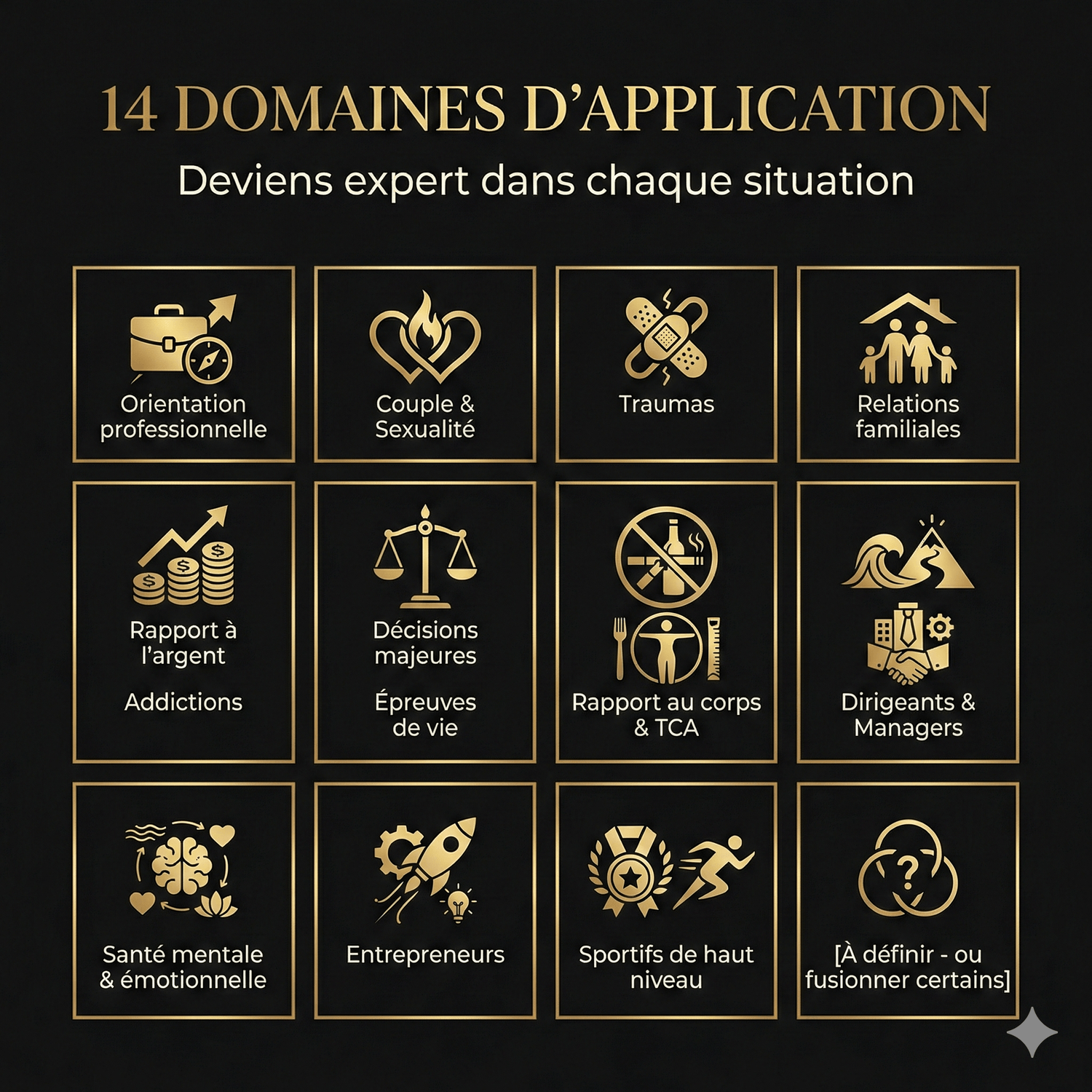 Les 14 domaines d'application