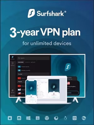 Licencia Surfshark VPN Starter Edition por 3 años dispositivos ilimitados