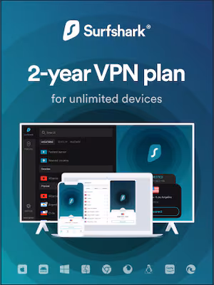 Licencia Surfshark VPN Starter Edition 2 años dispositivos ilimitados