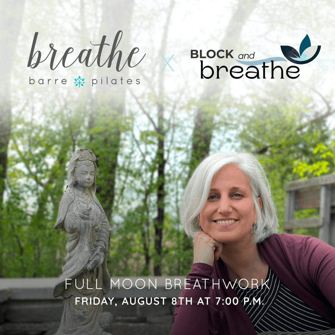 Flyer for a Full Moon Breathwork workshop at Breathe Studio, Rhinebeck