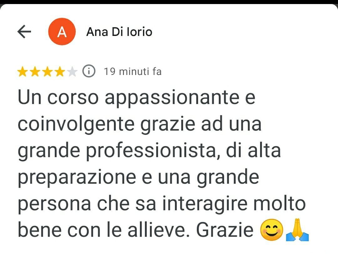 Recensione Google 5 stelle di Ana Di Iorio su Danza con Laura