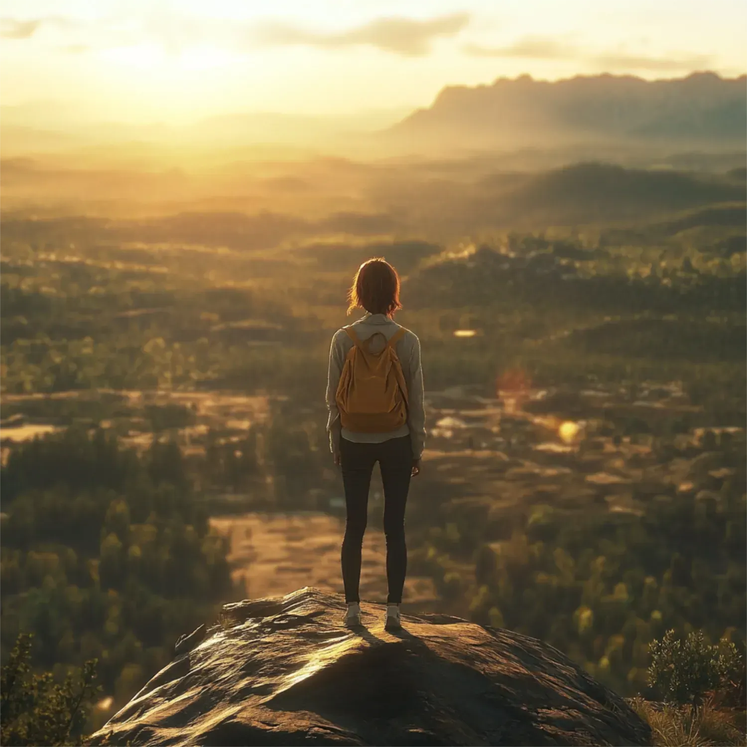 jeune femme de dos regardant l'horizon en route pour trouver sa voie professionnelle