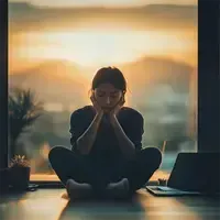 jeune femme assise en tailleur qui est bloquée après les études 