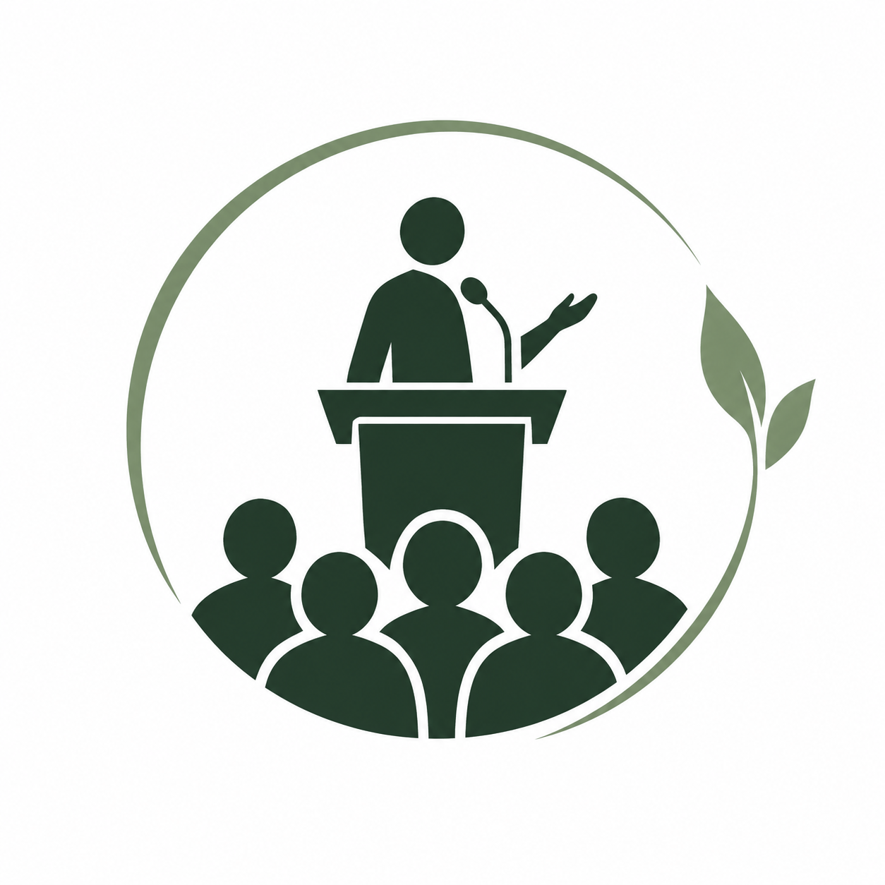 Illustration d’un conférencier devant un public – conférences Deuil en Nature