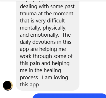User testimonial about The Spiral App helping with trauma recovery