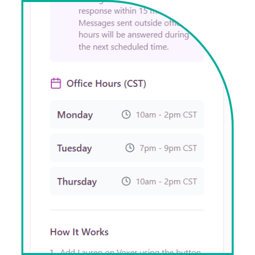 Personal office hours feature in The Spiral App