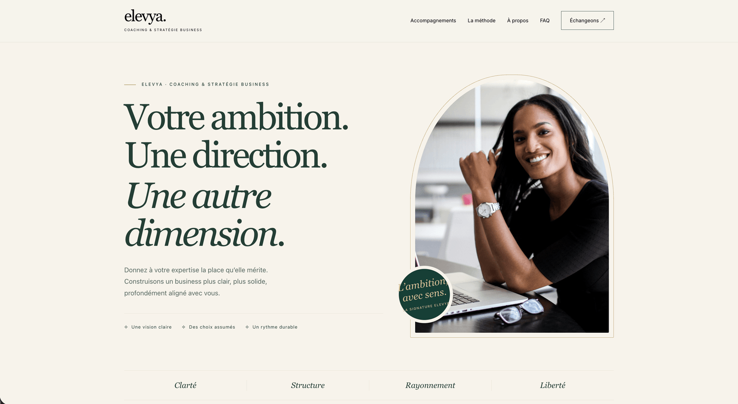Aperçu du template Elevya — Coaching