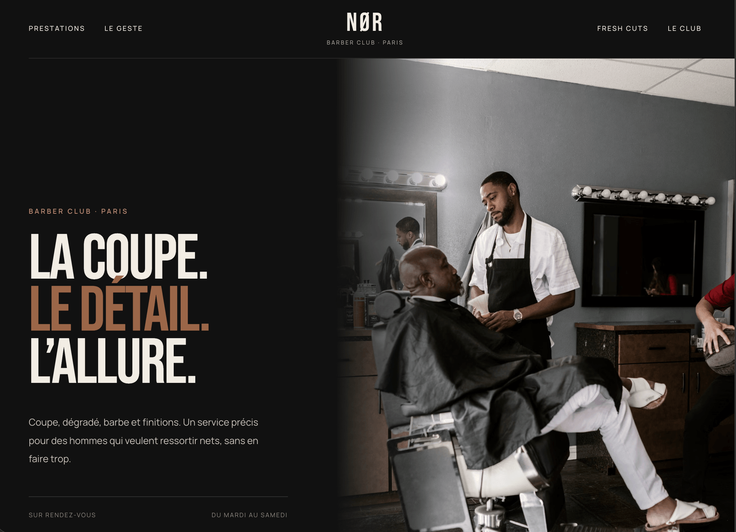 Aperçu du template NØR — Coiffeur homme