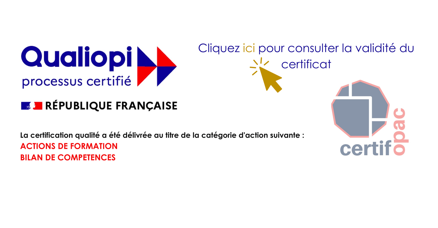Certification Qualiopi de C L’Évidence pour les actions de formation et les bilans de compétences