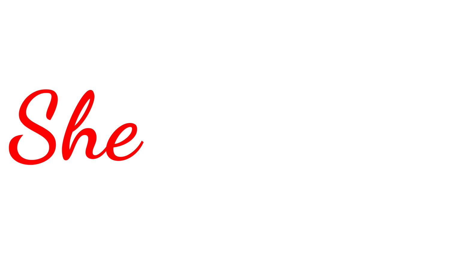SHE RIDES Logo Schriftzug rot-weiß