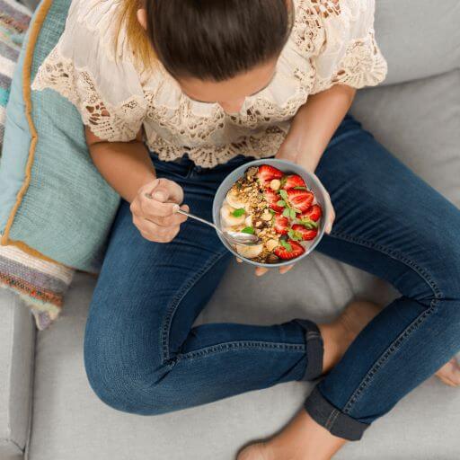 woman eating healthy food