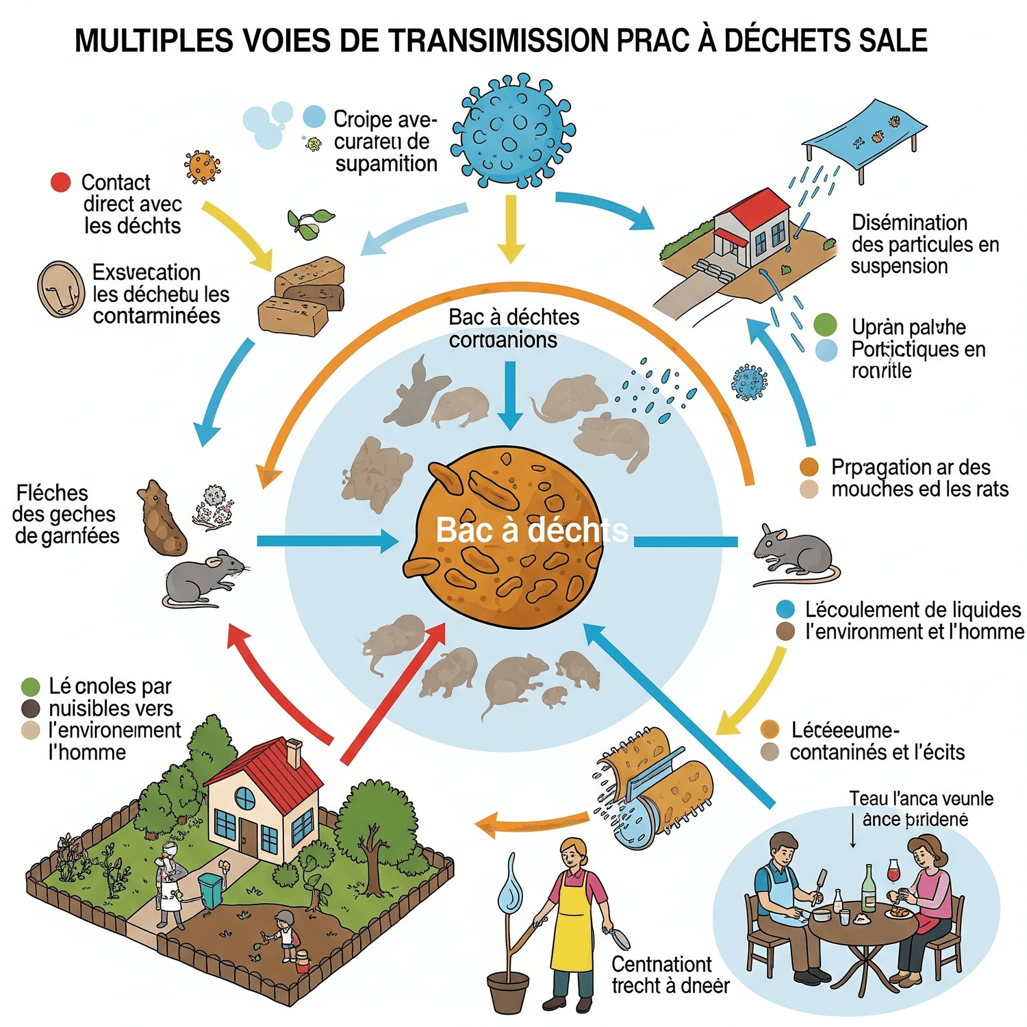 Alt : Les multiples voies de transmission des bacs à déchets sale