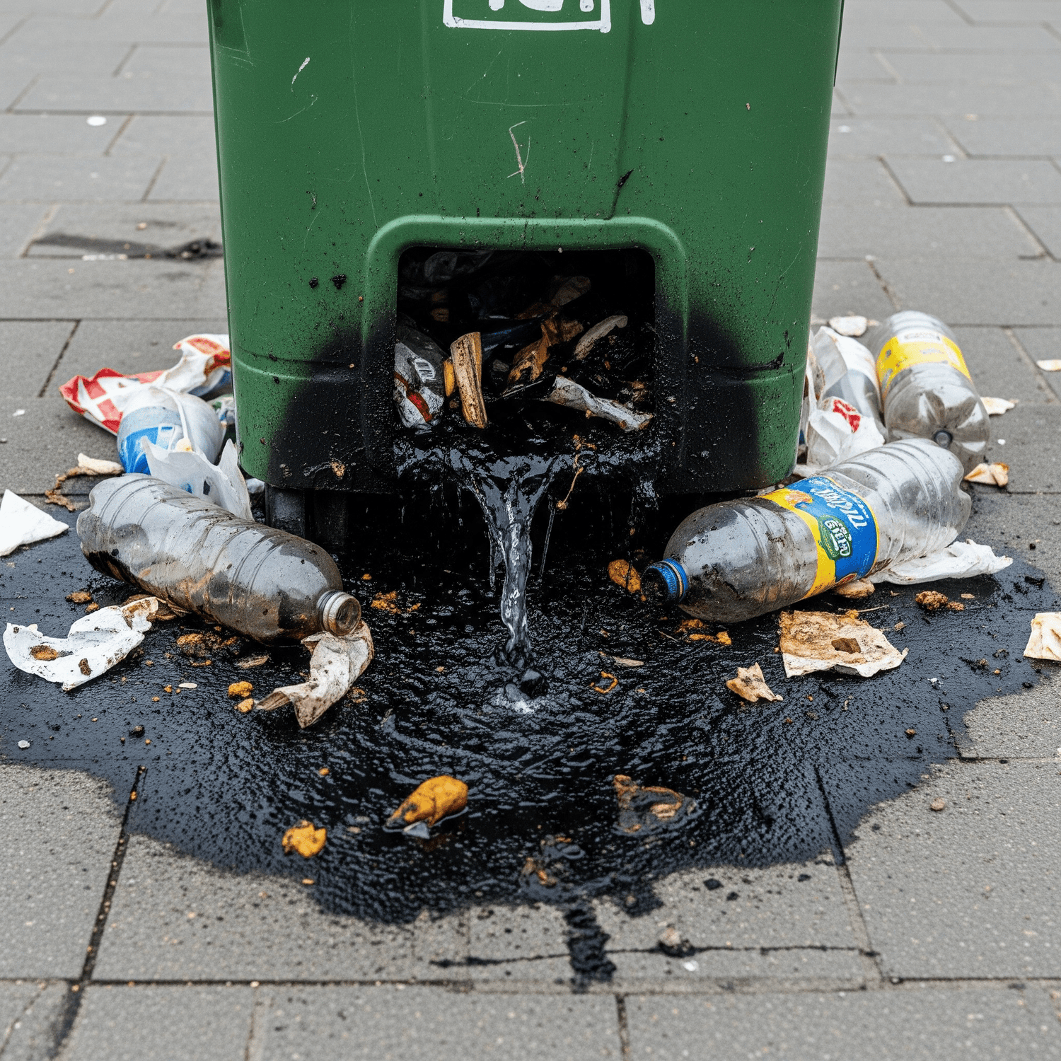 Alt : Bac à déchet non entretenu