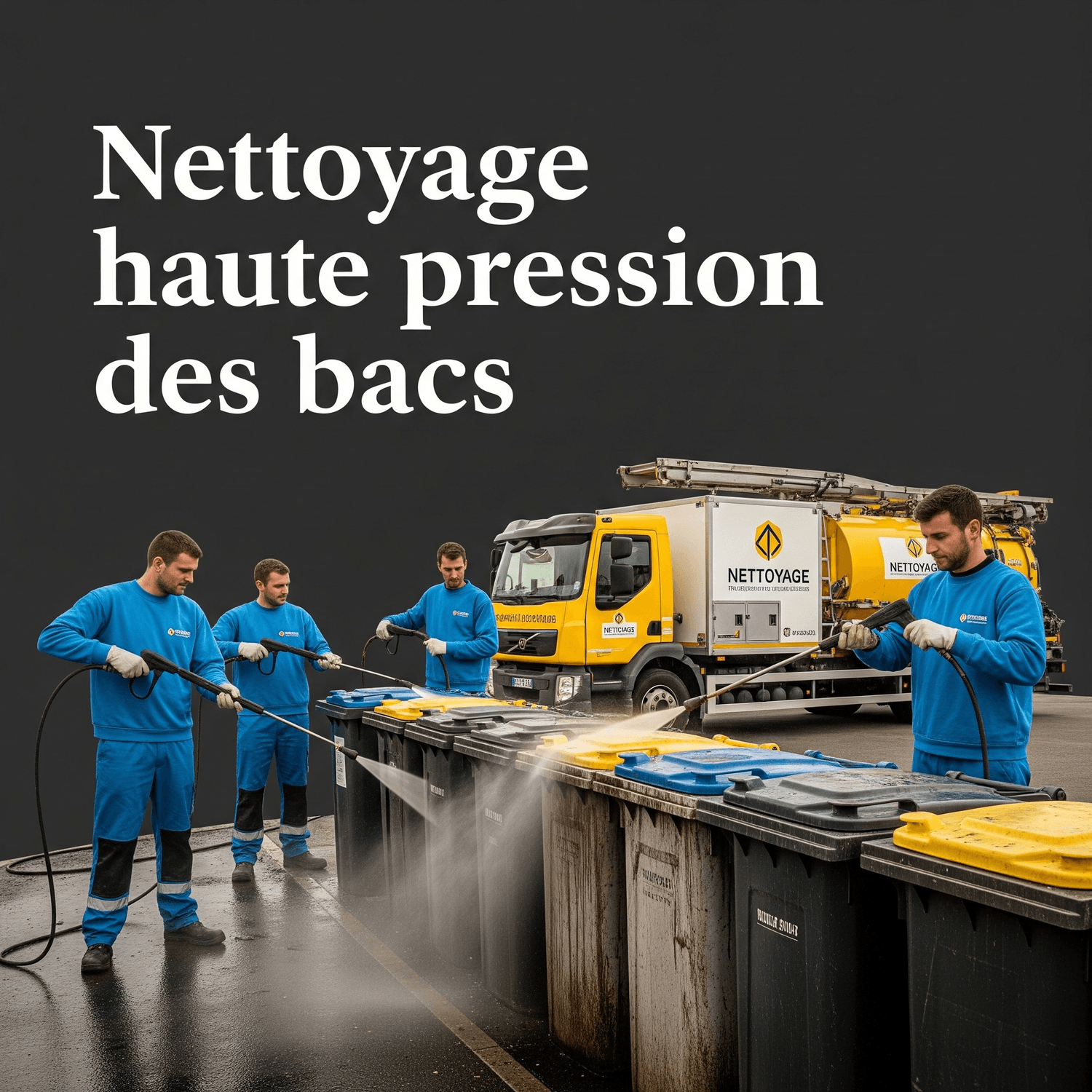 Alt : Nettoyage haute pression des bacs à ordure