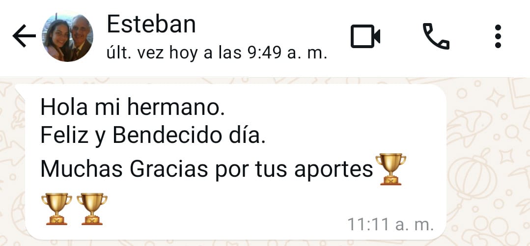 Comentarios y testimonios de lectores de El Mensaje de HOY validando la transformación y alineación energética semanal. "Hola mi hermano. Feliz y bendecido día. Muchas gracias por tus aportes." (Esteban)