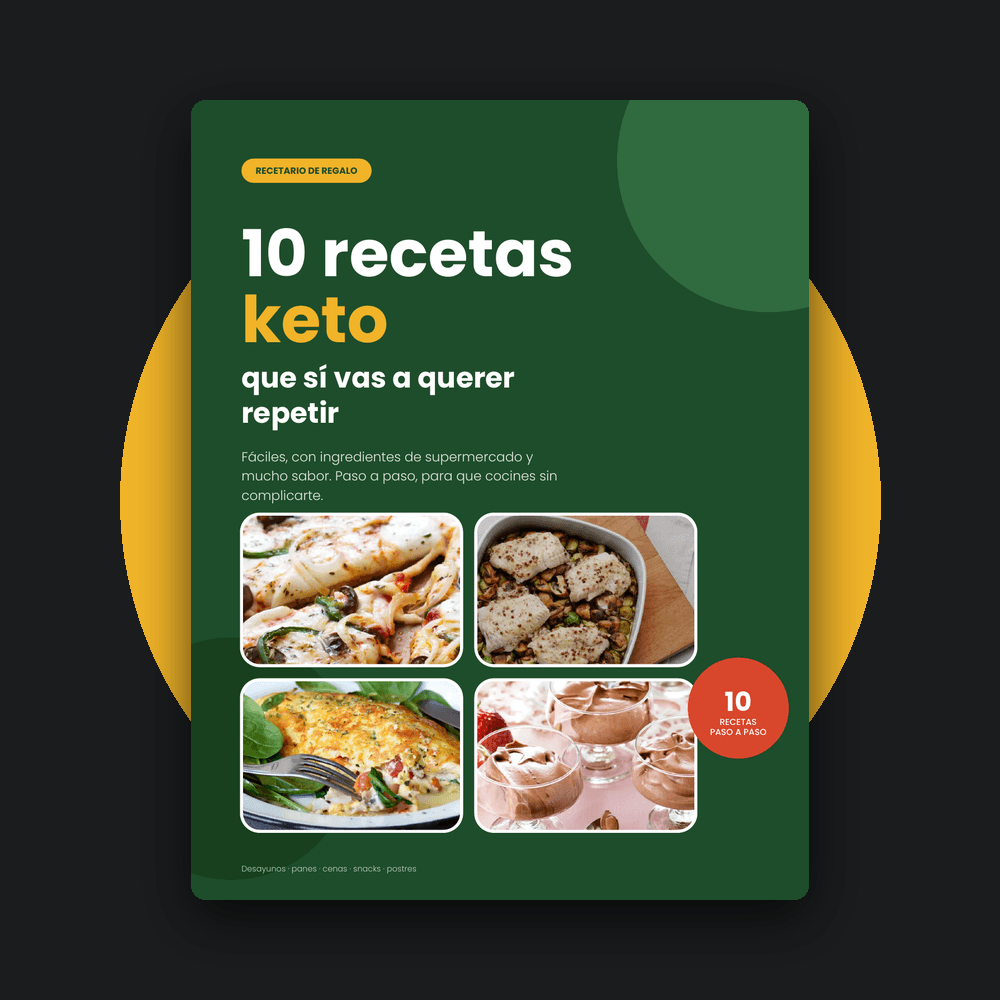 Portada del recetario gratis de 10 recetas keto