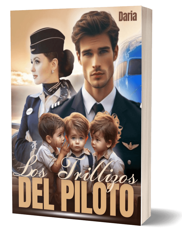 Portada de la novela romántica "Los Trillizos del Piloto" de la escritora Daria - Género Romance Contemporáneo.