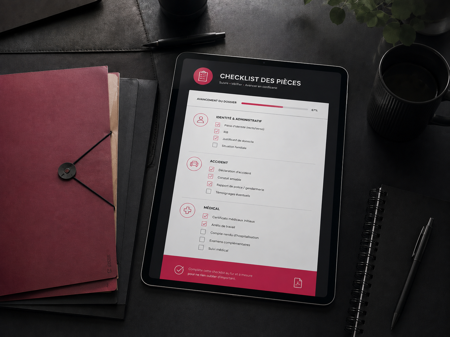 Mockup Checklist des Pièces