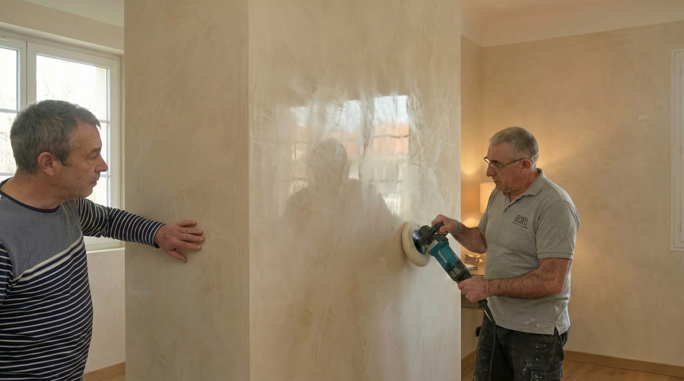 Application d'une couche d'enduit minéral purifiant