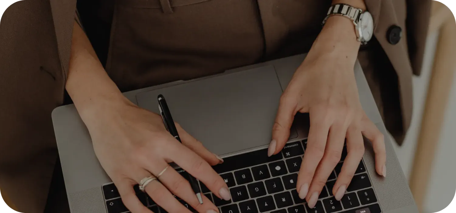 A b2b seo specialist typing up a b2b seo case study