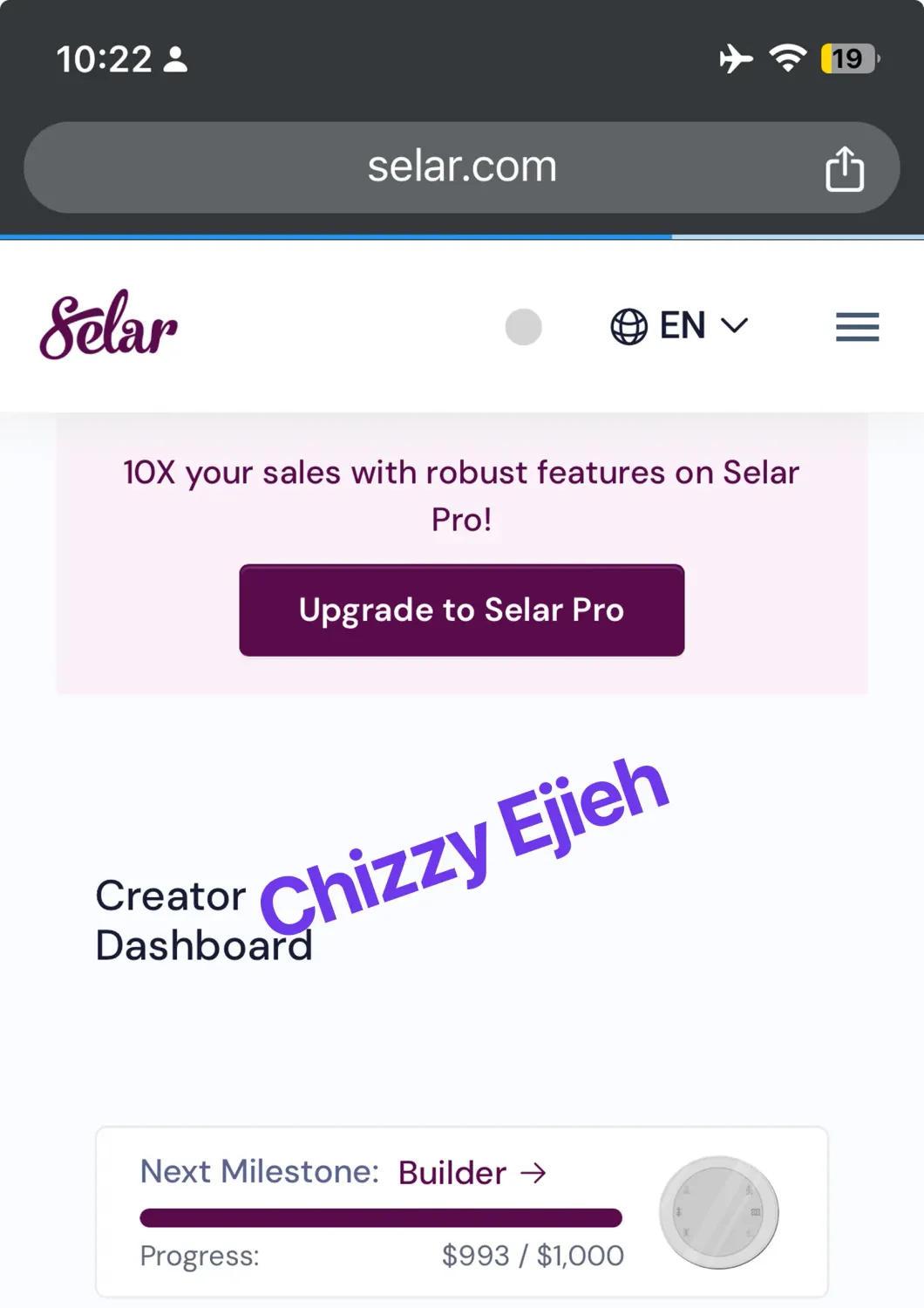 Selar store dashboard result