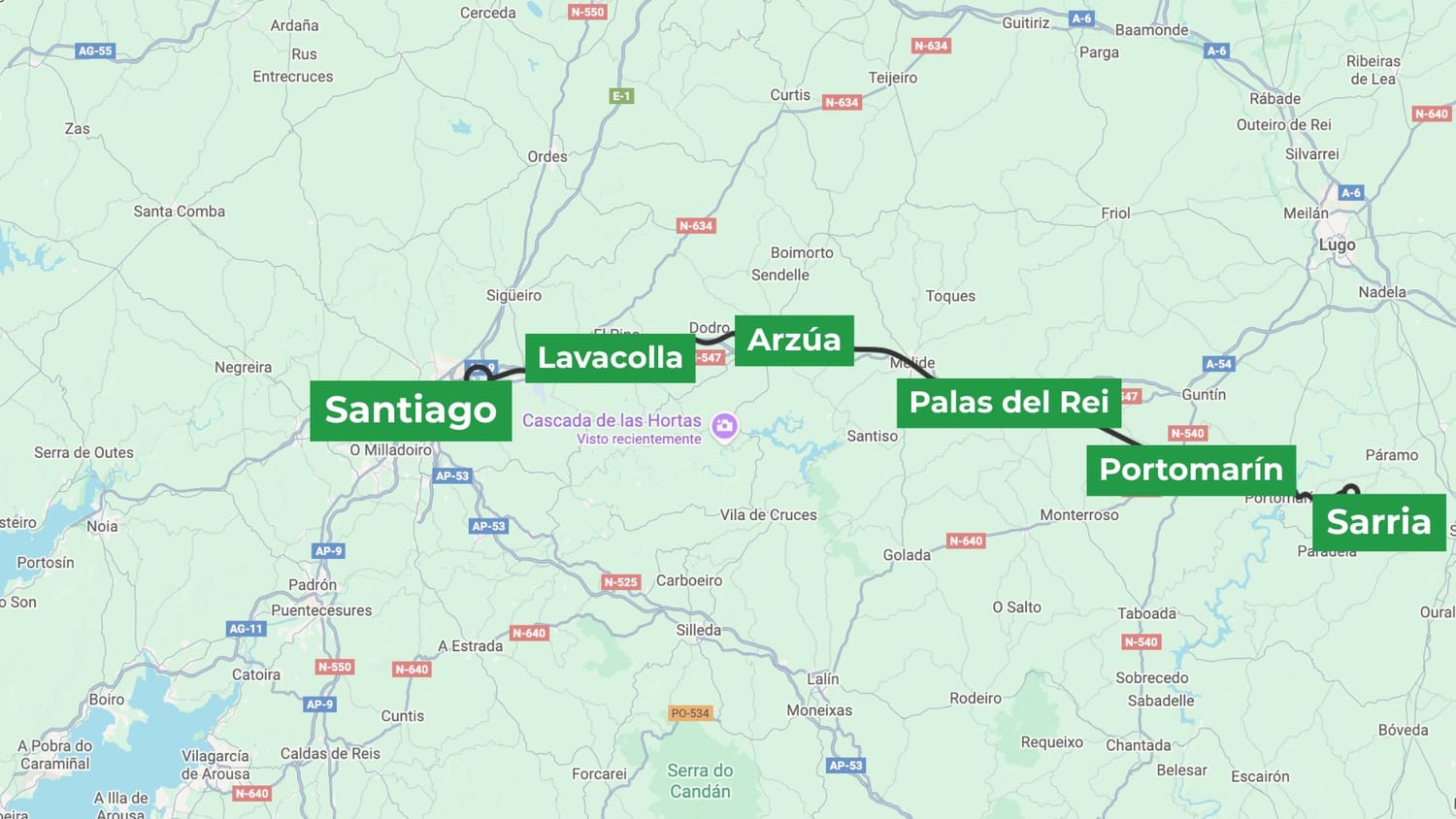 Mapa Etapas Camino Orlander