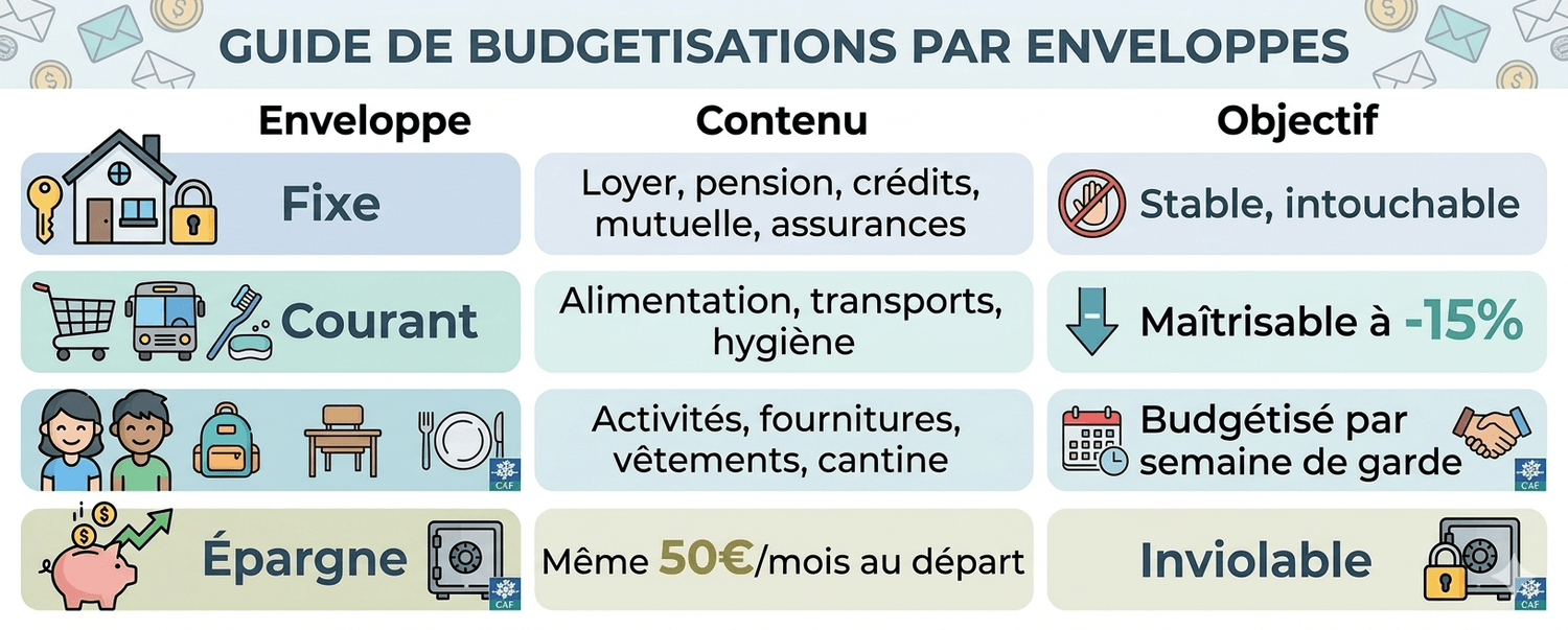 budget mensuel en 4 enveloppes pour papa séparé