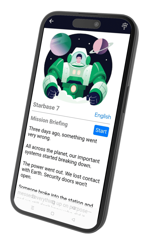 Mystery at Starbase 7 app — the case briefing