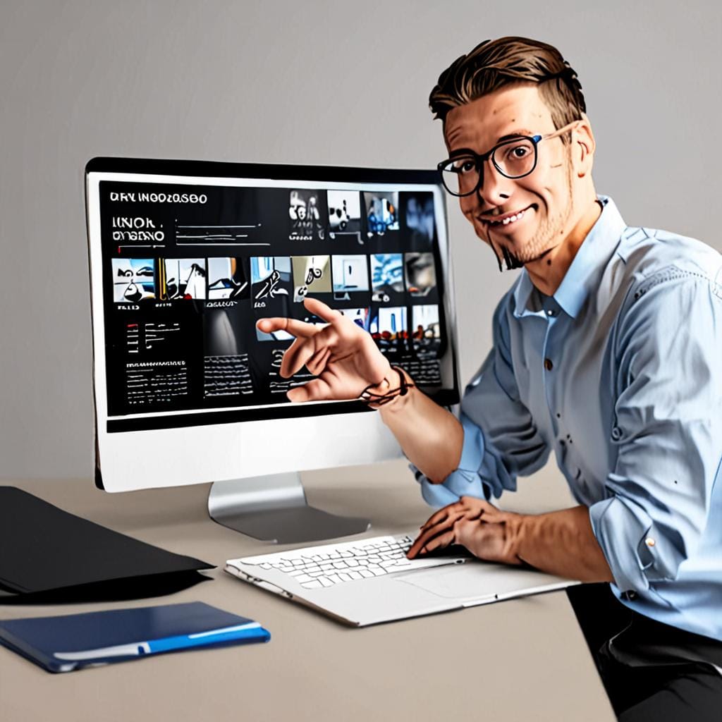 entrepreneur launching website laptop