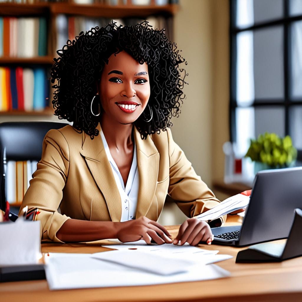 Black woman entrepreneur planning office