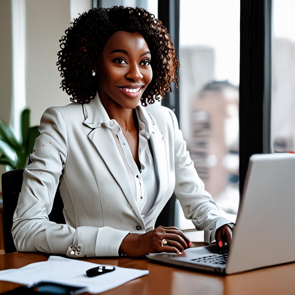 Black entrepreneur preparing website launch