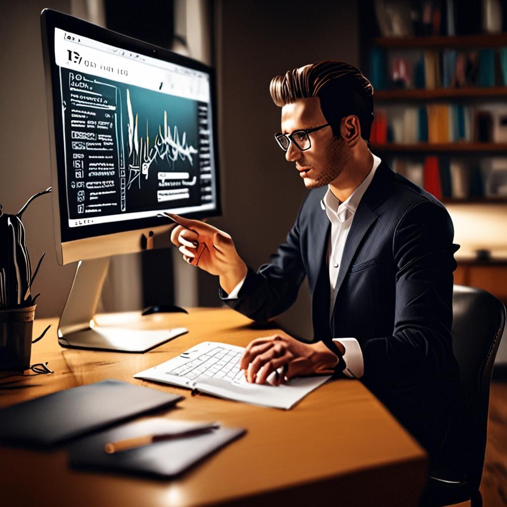 entrepreneur reviewing launch website
