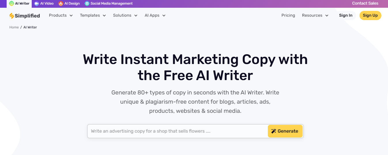 Write Instant Marketing Copy with the Free AI Writer