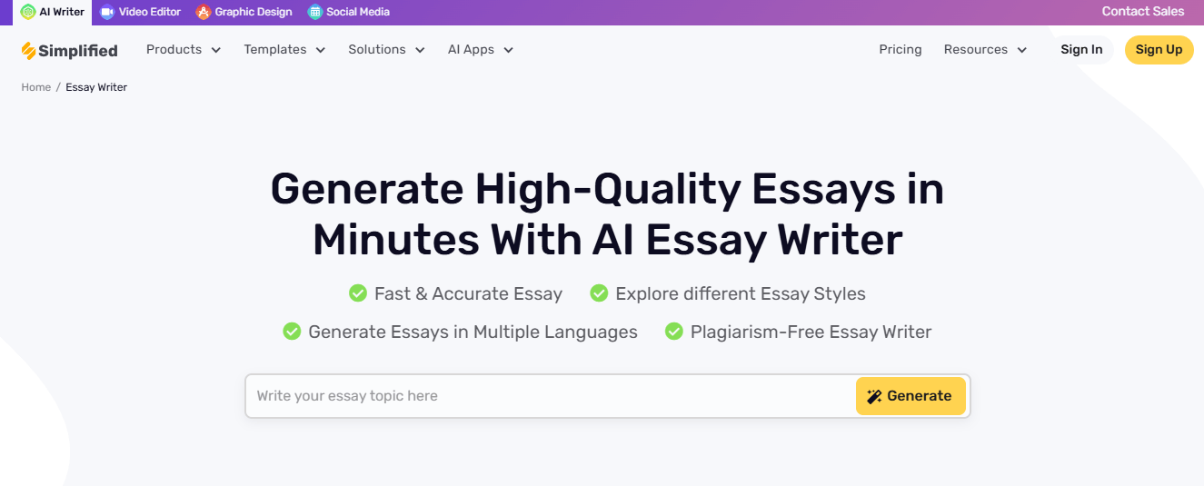 Generate High-Quality Essays in Minutes With AI Essay Writer