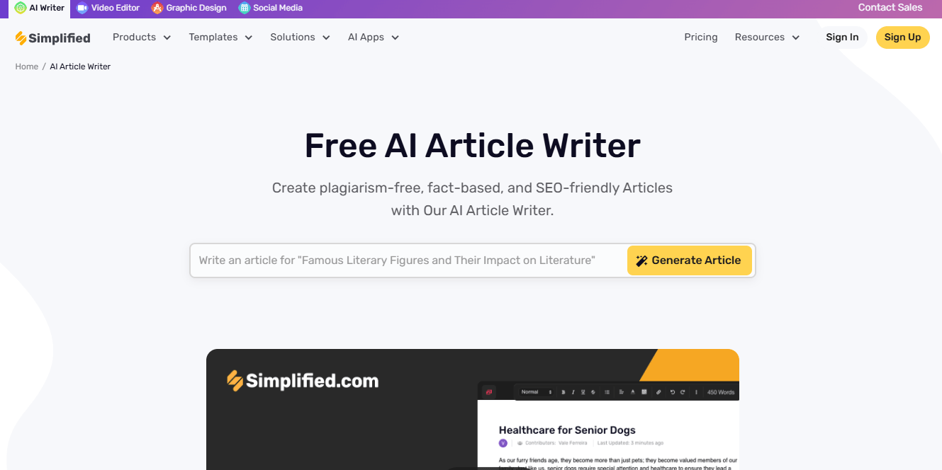 Free AI Article Writer