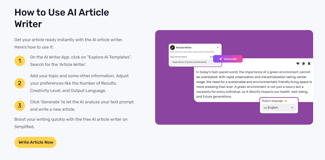 How to Use AI Article Writer