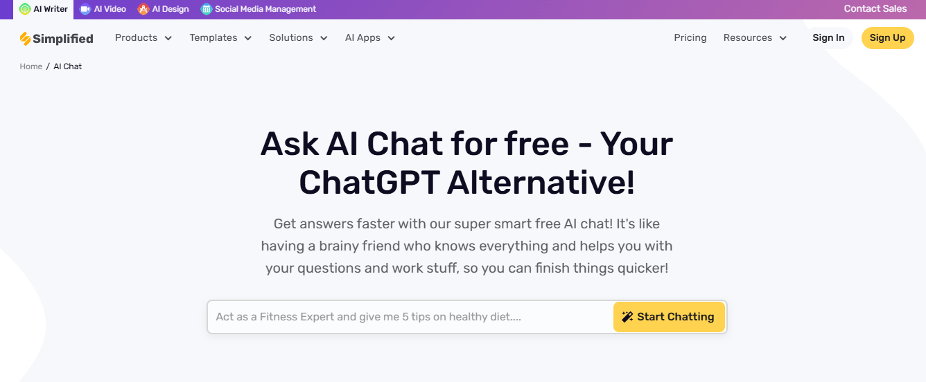 Ask AI Chat for free - Your ChatGPT Alternative!