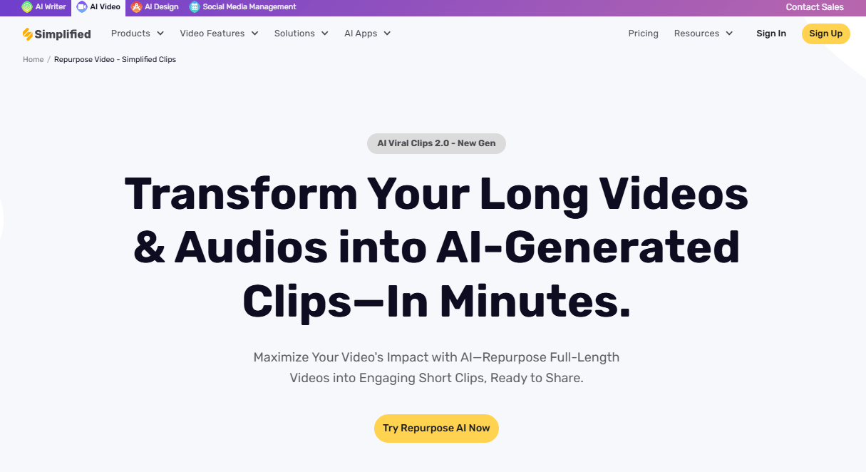 Simplified AI Clips Generator