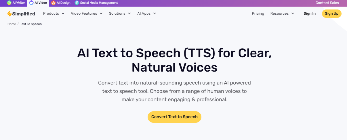 Simplified AI Text to Speech