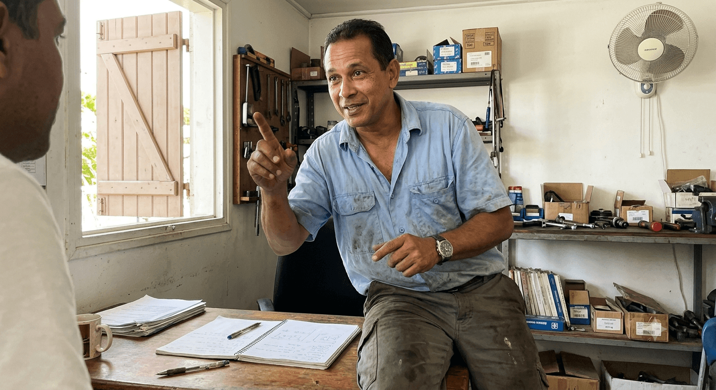 Expert métier réunionnais partageant son savoir