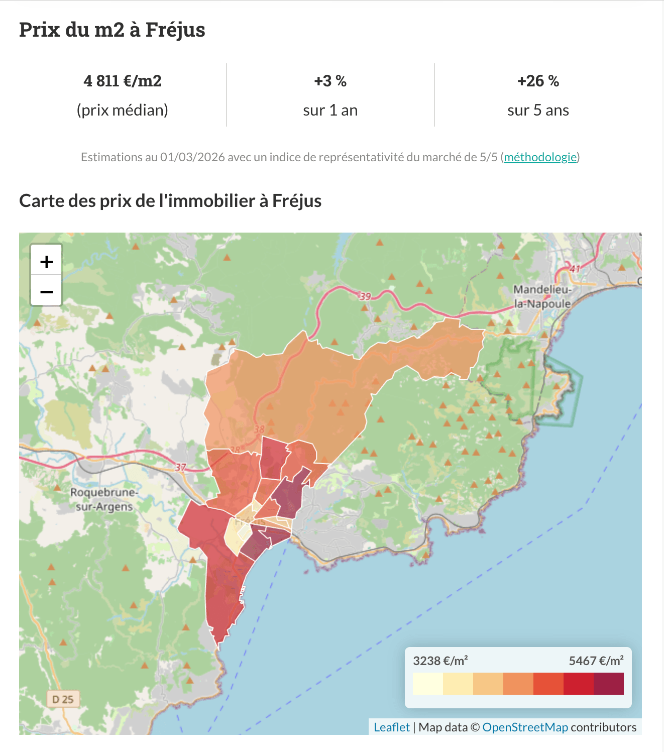 Carte Prix Immobilier Fréjus