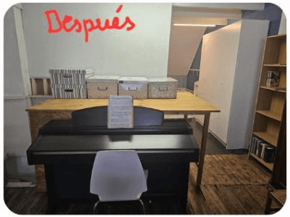 La misma sala después de la sesión de avance